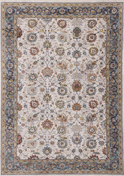 Beige et bleu, à bordure / 5'3" x 7'10"
