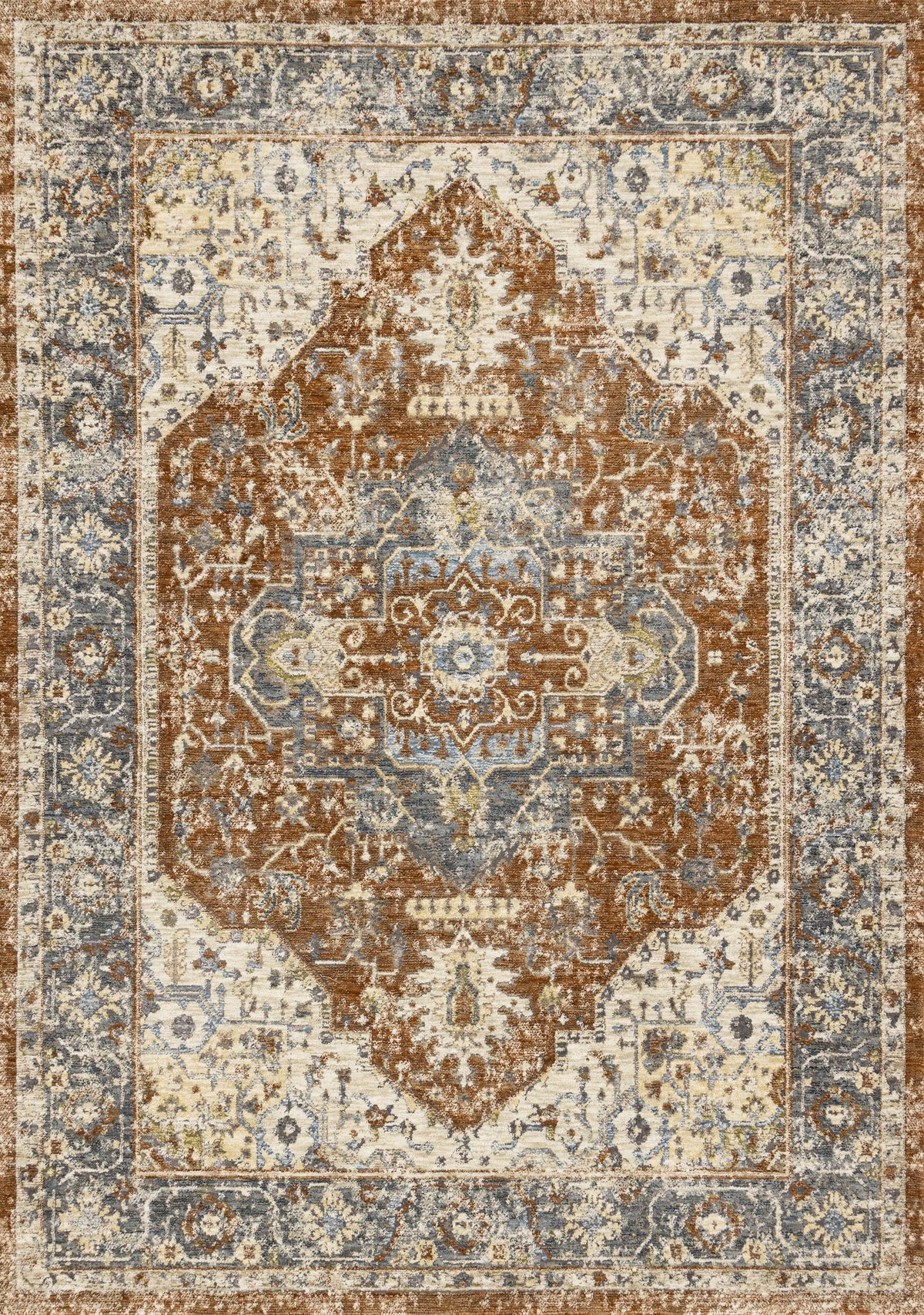 Tapis Berthier – motif bleu et orange (Kalora Milo Y928-WV28) – Meubles TOCO