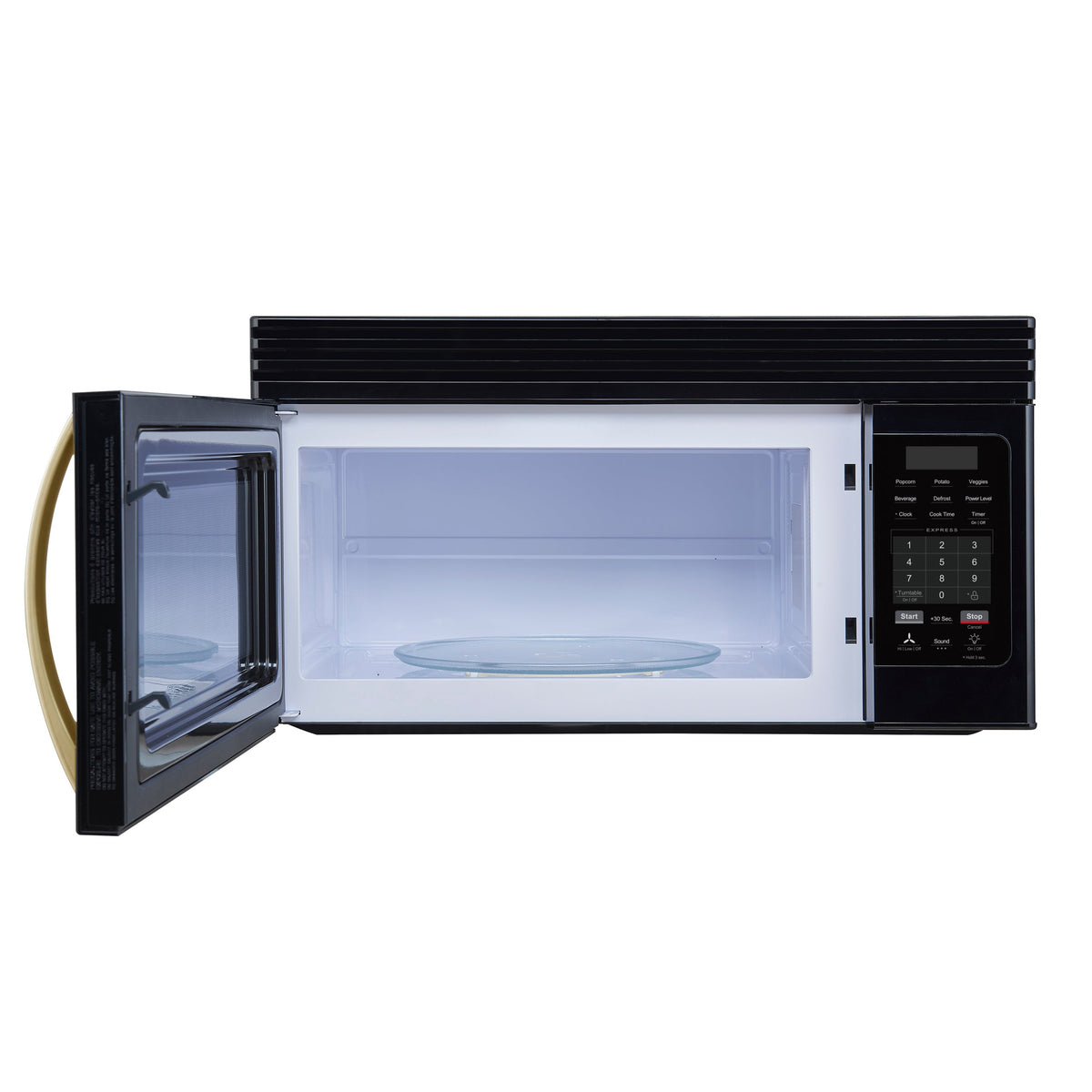 Micro-ondes à hotte intégrée Forno Scalo noir FOTR3007-30BLK – porte ouverte – Meubles TOCO