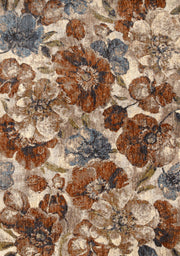 Bleu et crème, floral / 5'3" x 7'7"