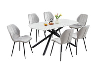 Table de Cuisine- 63'' Plateau en Marbre Blanc en Pierre Frittée et Pieds en Acier noir / T-1530