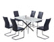 Table de Cuisine- 63'' / Plateau en Verre Effet Marbre Blanc Trempé et Pieds en Chrome / T-1442
