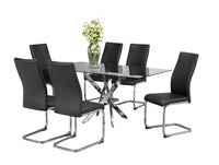 Table de Cuisine- 63'' / Verre Trempé Transparent avec Pieds en Chrome / T-1448