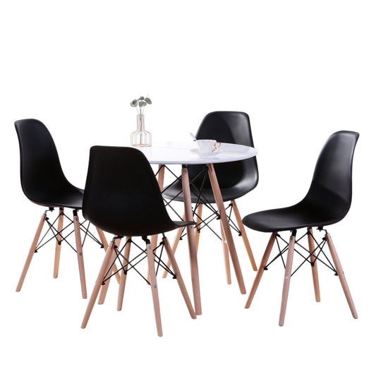 Milan / Ensemble de Cuisine / 5 morceaux / Chaises Noires