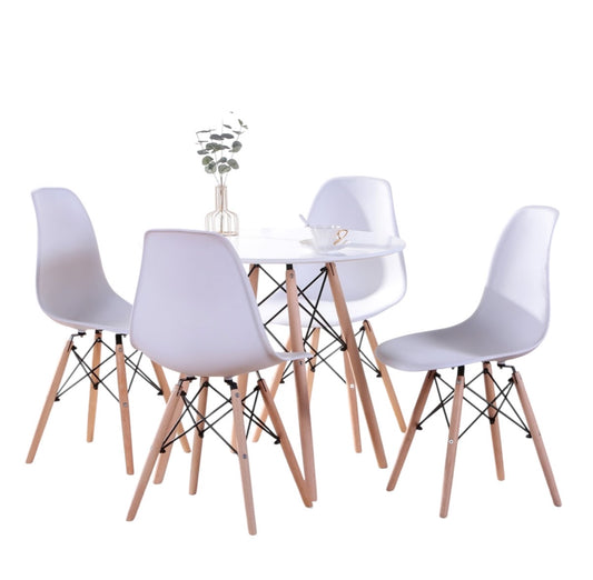 Milan / Ensemble de Cuisine / 5 morceaux / Chaises Blanches