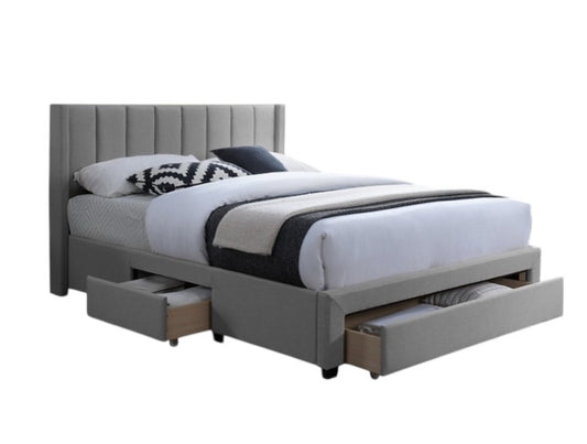 Pauline / Lit Queen Complet avec Rangement / Gris