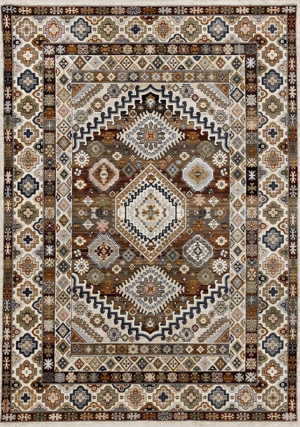 Tapis Knowlton – motif beige et crème, à bordure (Kalora Samira F027/4494) – Meubles TOCO