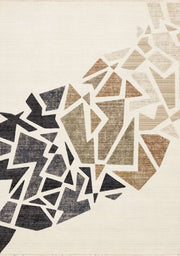 Beige et noir, géométrique / 5'3" x 7'10"