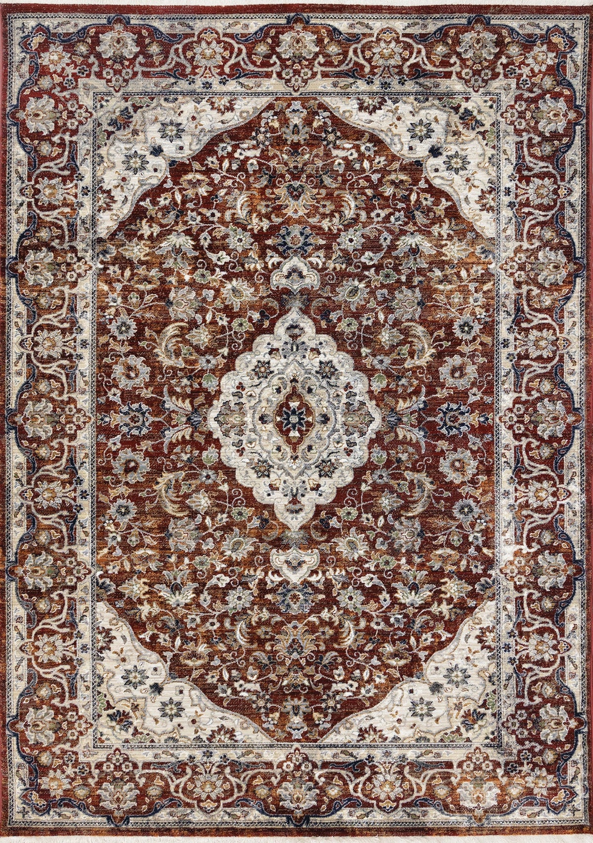 Tapis Granby – motif beige et bleu, médaillon (Kalora Serene D962/7171) – Meubles TOCO