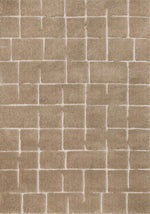 Tapis Lévis – motif taupe et blanc, rayé (Kalora Talia 1360/ZF26) – Meubles TOCO
