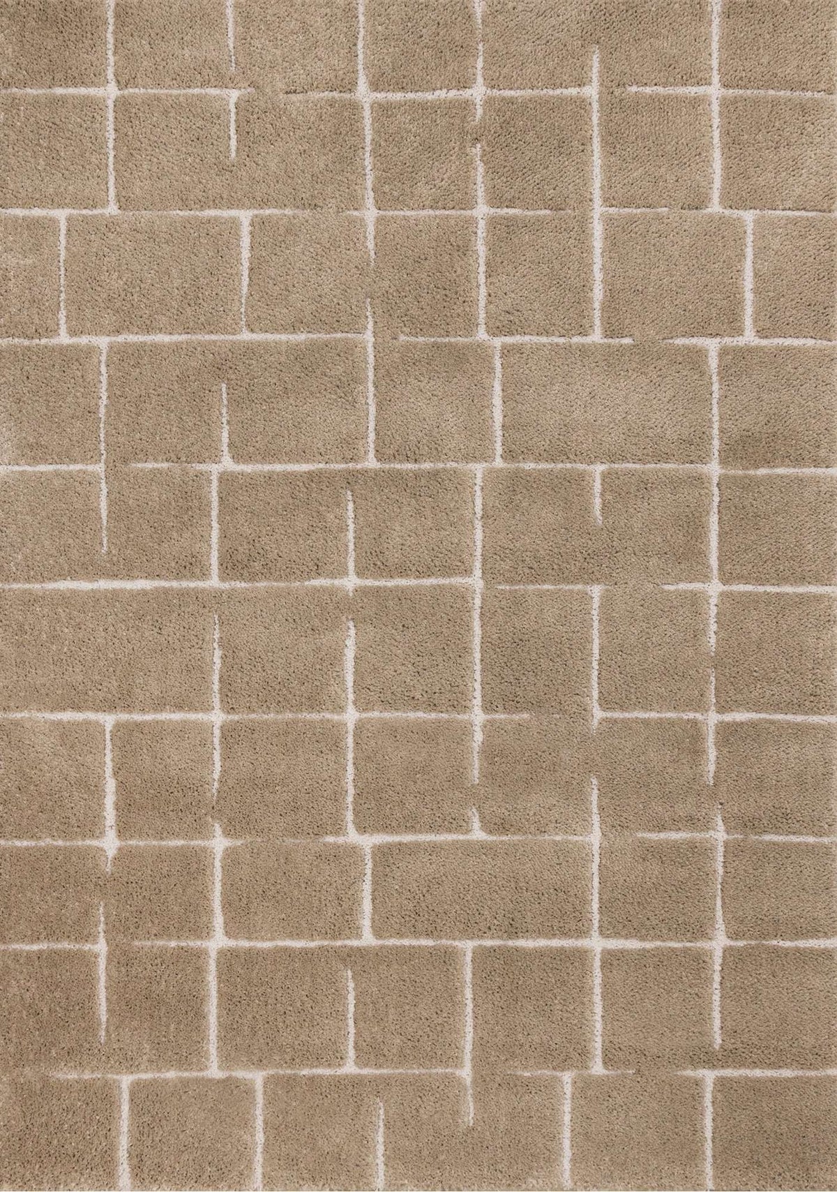 Tapis Lévis – motif taupe et blanc, rayé (Kalora Talia 1360/ZF26) – Meubles TOCO