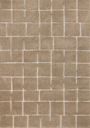 Taupe et blanc, rayé / 5'3" x 7'7"