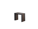 Table à manger extérieure extensible Transformer en noyer foncé, cadre noir – fermée, format compact, sur fond blanc – Meubles TOCO