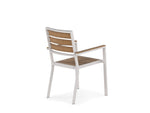 Chaise extérieure Transformer en chêne clair, cadre blanc – vue de dos, sur fond blanc – Meubles TOCO