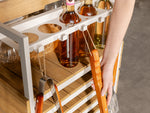Chariot-bar extérieur Transformer en chêne clair, cadre blanc – support pour ustensiles de BBQ – Meubles TOCO