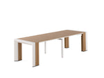 Table à manger extérieure extensible Transformer en chêne clair, cadre blanc – sur fond blanc – Meubles TOCO