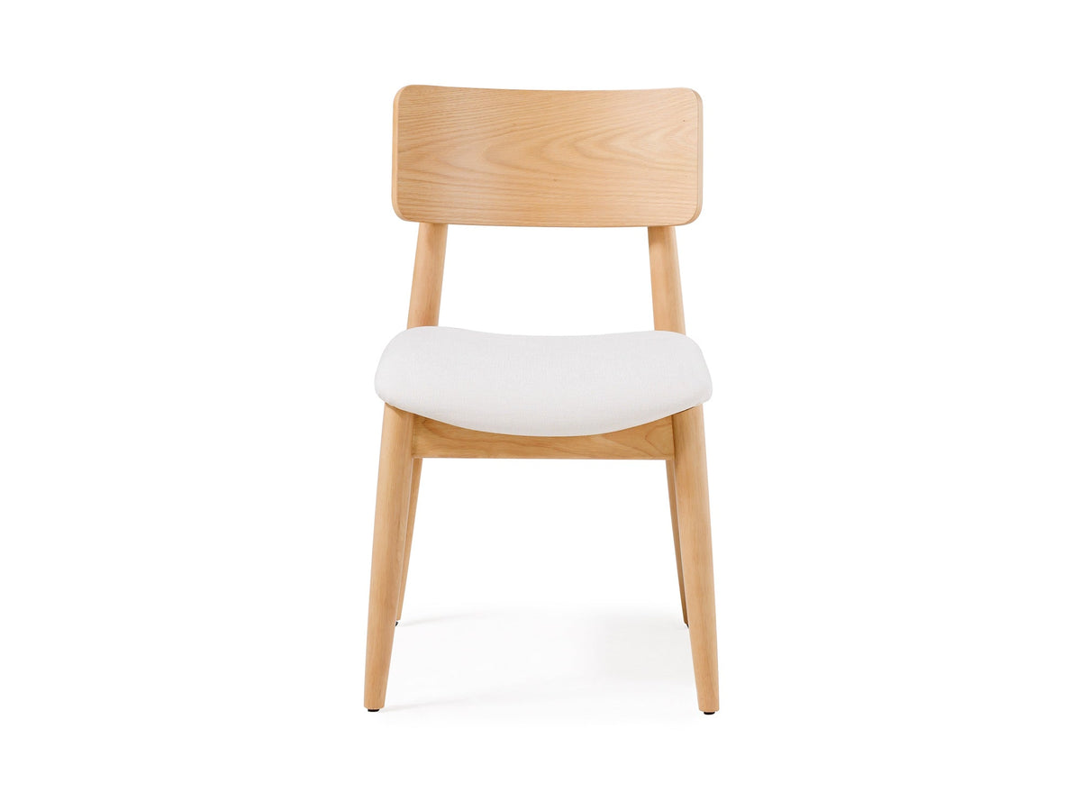 Chaise ronde Transformer en chêne scandinave – vue de face, sur fond blanc – Meubles TOCO
