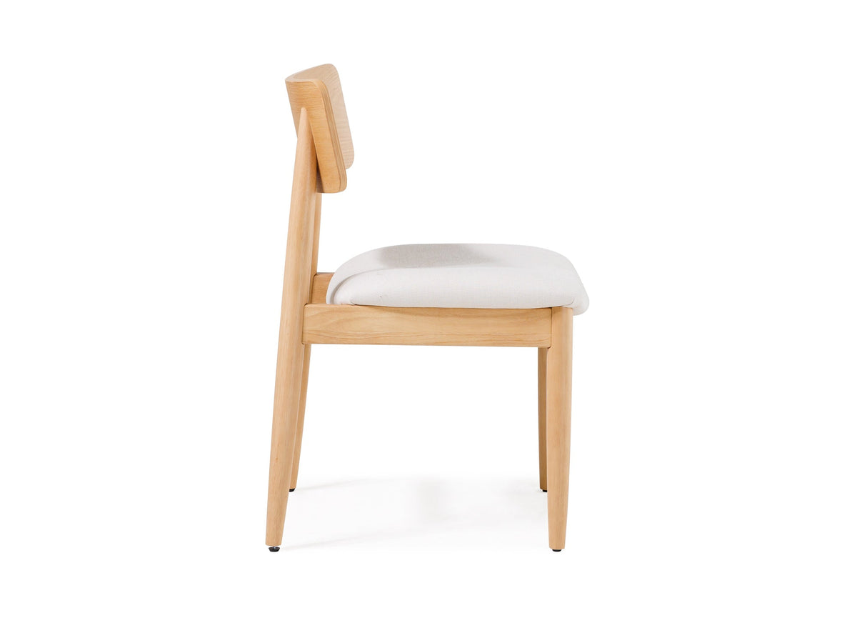 Chaise ronde Transformer en chêne scandinave – vue de côté, sur fond blanc – Meubles TOCO