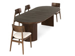 Chaise ronde Transformer en noyer foncé – déployée, ensemble table et chaises – Meubles TOCO