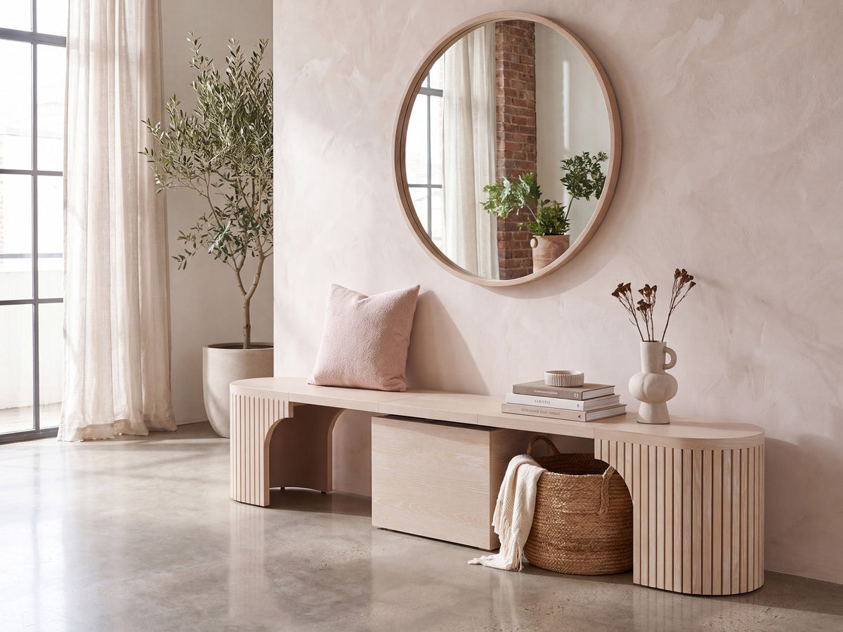 Banc rond Transformer chêne flotté avec table ronde