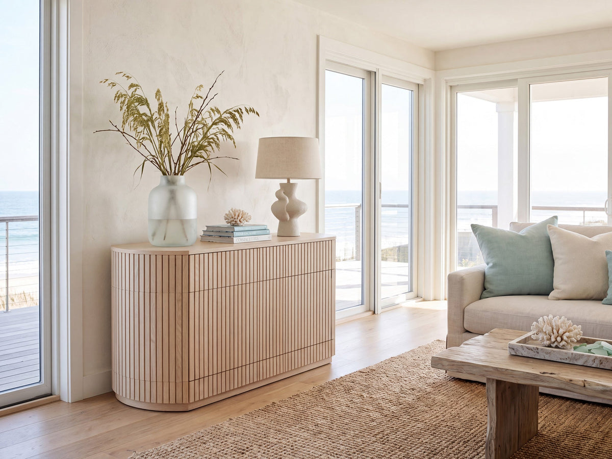 Transformer Round Sideboard Driftwood Oak lifestyle