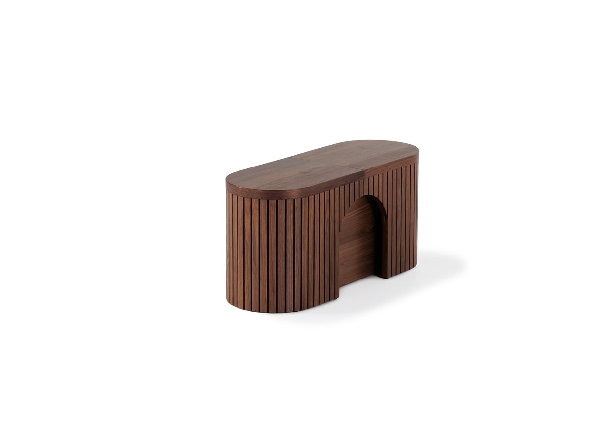 Banc rond Transformer fermé - noyer royal