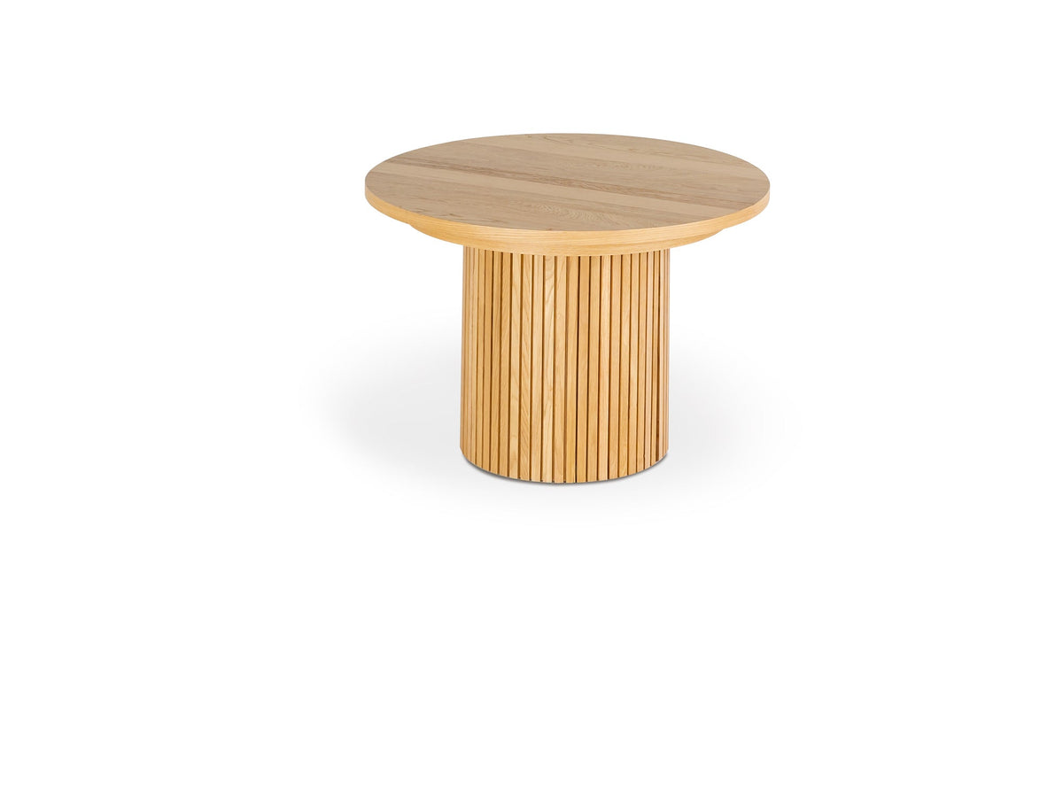 Table à manger ronde extensible Transformer en chêne scandinave – fermée, format compact – Meubles TOCO