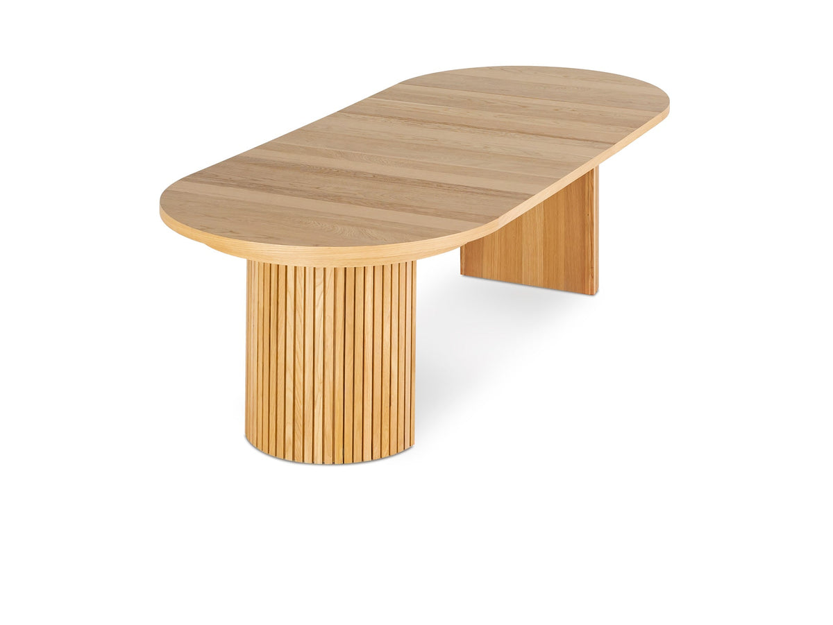 Table à manger ronde extensible Transformer en chêne scandinave – déployée – Meubles TOCO