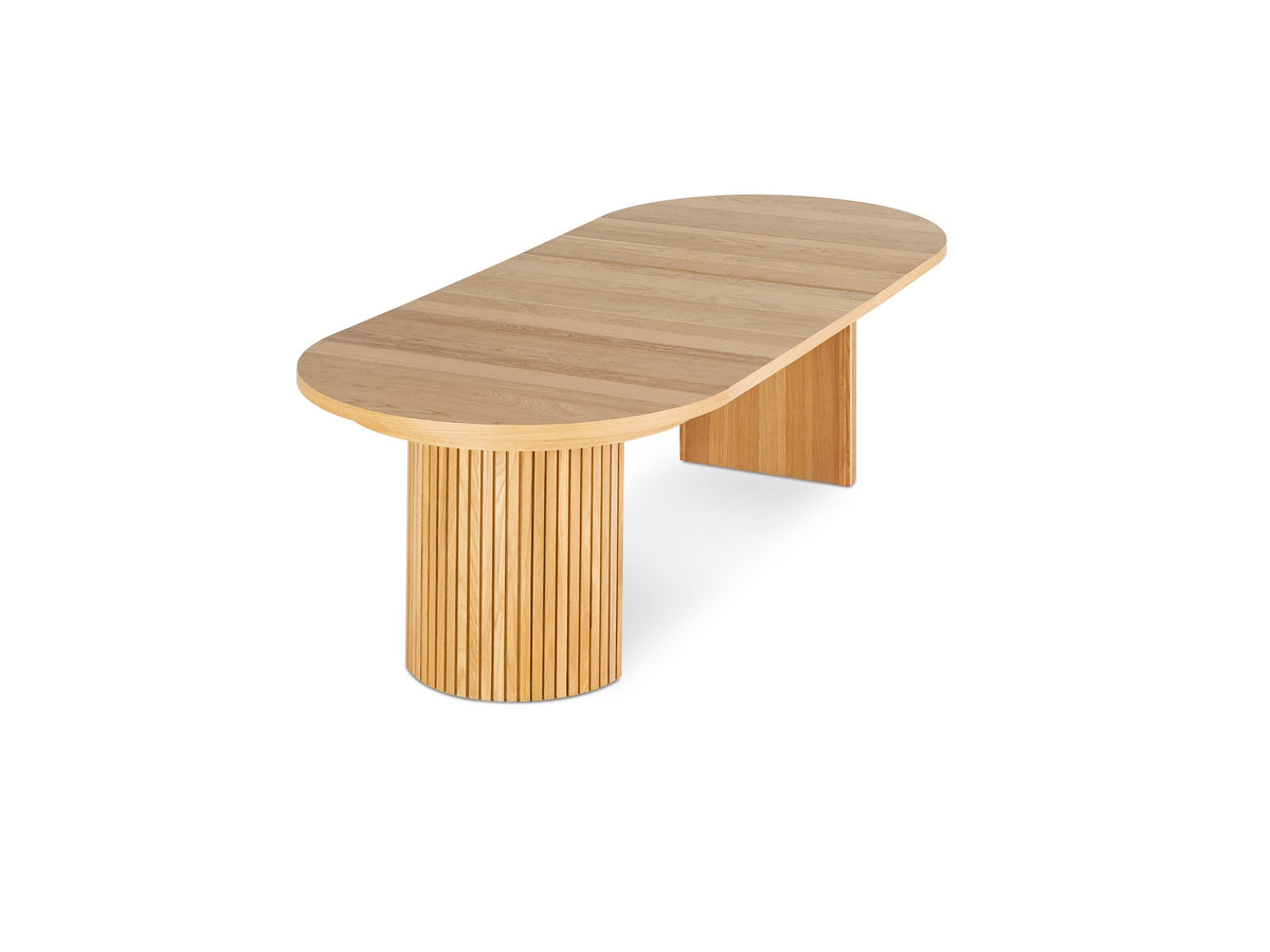 Table à manger ronde extensible Transformer en chêne scandinave – déployée – Meubles TOCO