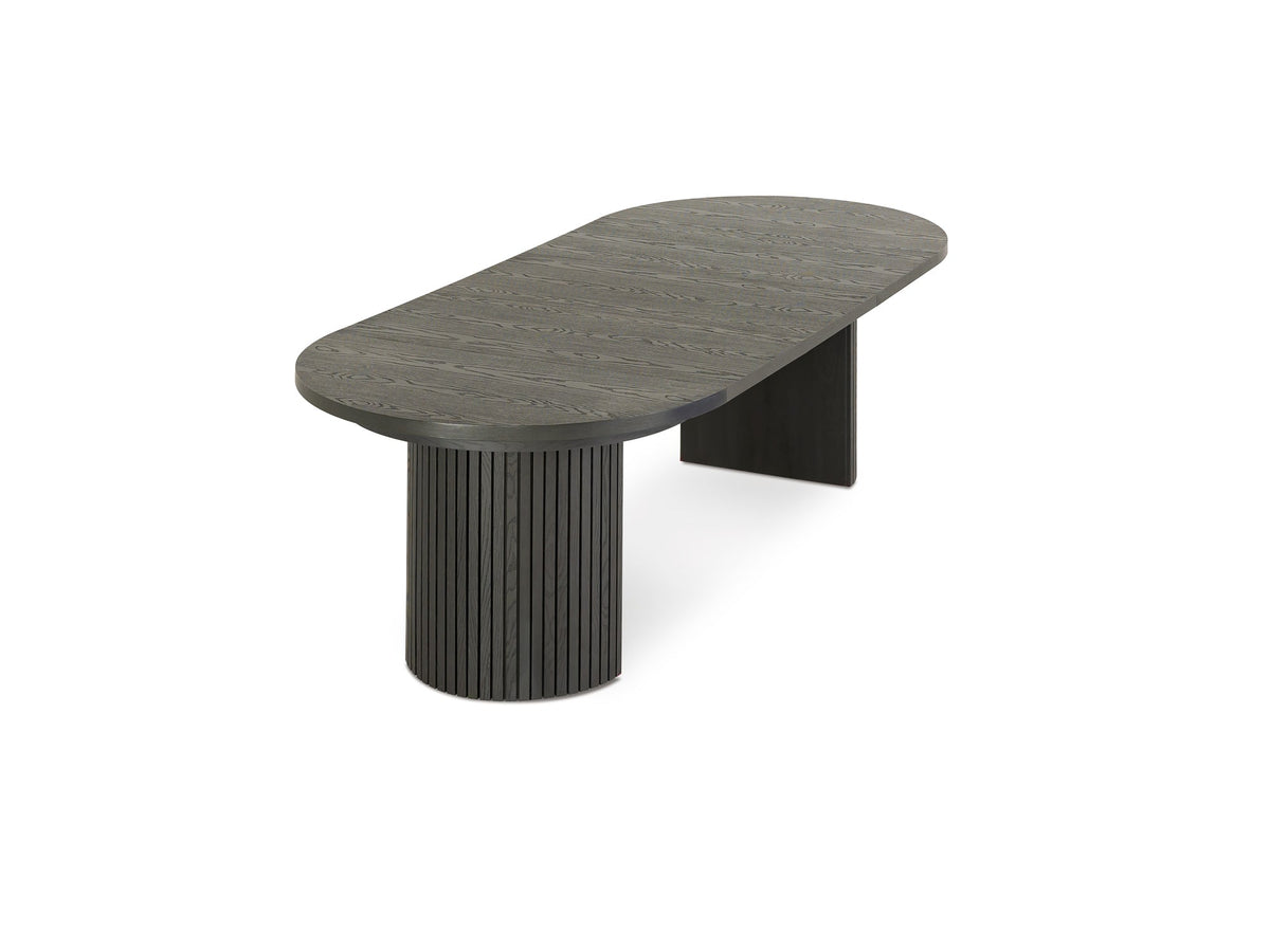 Table à manger ronde extensible Transformer en hickory fumé – déployée – Meubles TOCO
