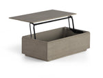 Table basse relevable Transformer en orme ancien – déployée, sur fond blanc – Meubles TOCO