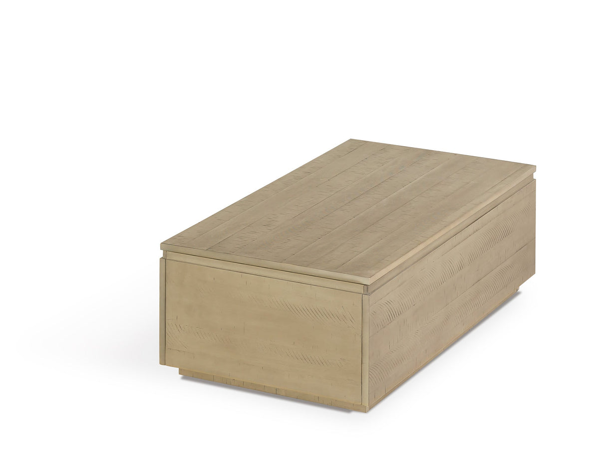 Table basse relevable Transformer en orme ancien – fermée, format compact – Meubles TOCO