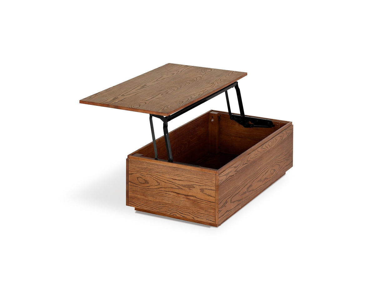 Table basse relevable Transformer en noyer américain – déployée – Meubles TOCO