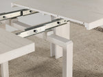 Table à manger extensible Transformer en bouleau canadien – gros plan sur le bois massif, mécanisme coulissant, mise en situation – Meubles TOCO