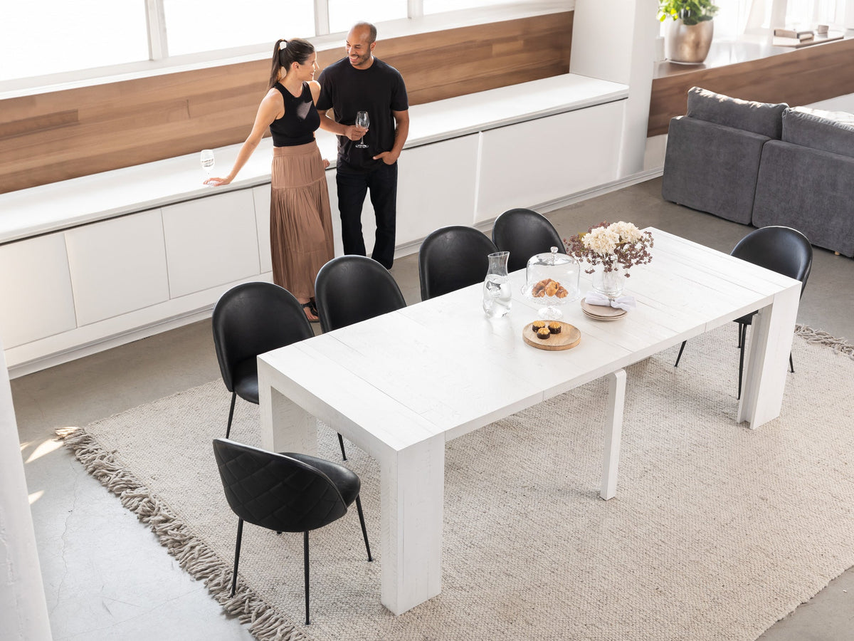 Table à manger extensible Transformer en bouleau canadien – avec 4 rallonge(s), mise en situation – Meubles TOCO