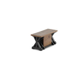 Banc Gather châtaignier français, base patina noire, fermé, sur fond blanc
