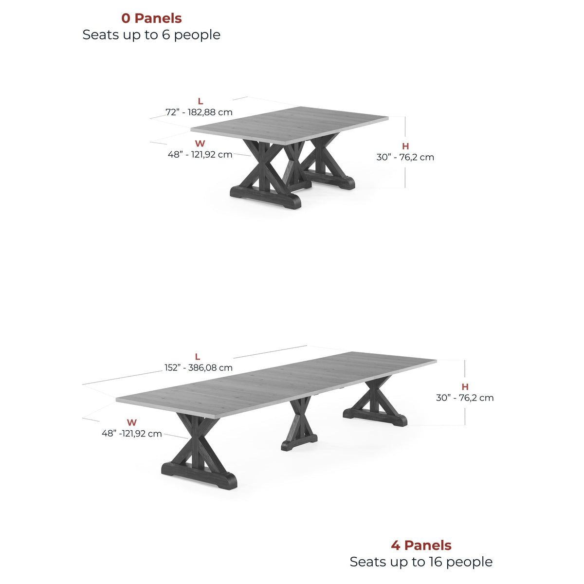 Dimensions de la table rectangulaire Gather