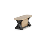 Banc à bouts arrondis Gather chêne belge, base patina noire sur fond blanc