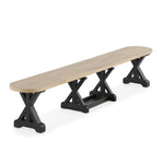 Banc extensible à bouts arrondis Gather chêne belge, base patina noire, ouvert, sur fond blanc