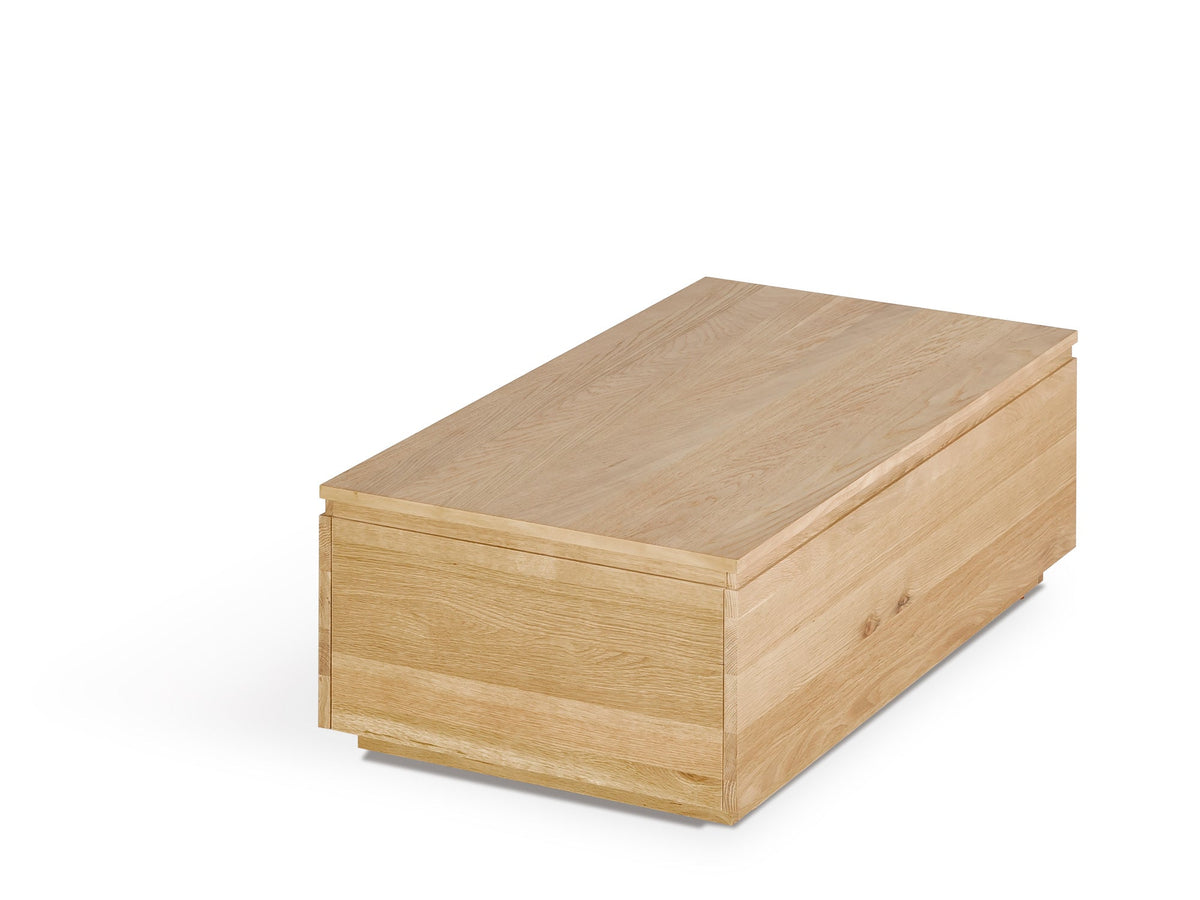 Table basse relevable Transformer en chêne scandinave – fermée, format compact – Meubles TOCO
