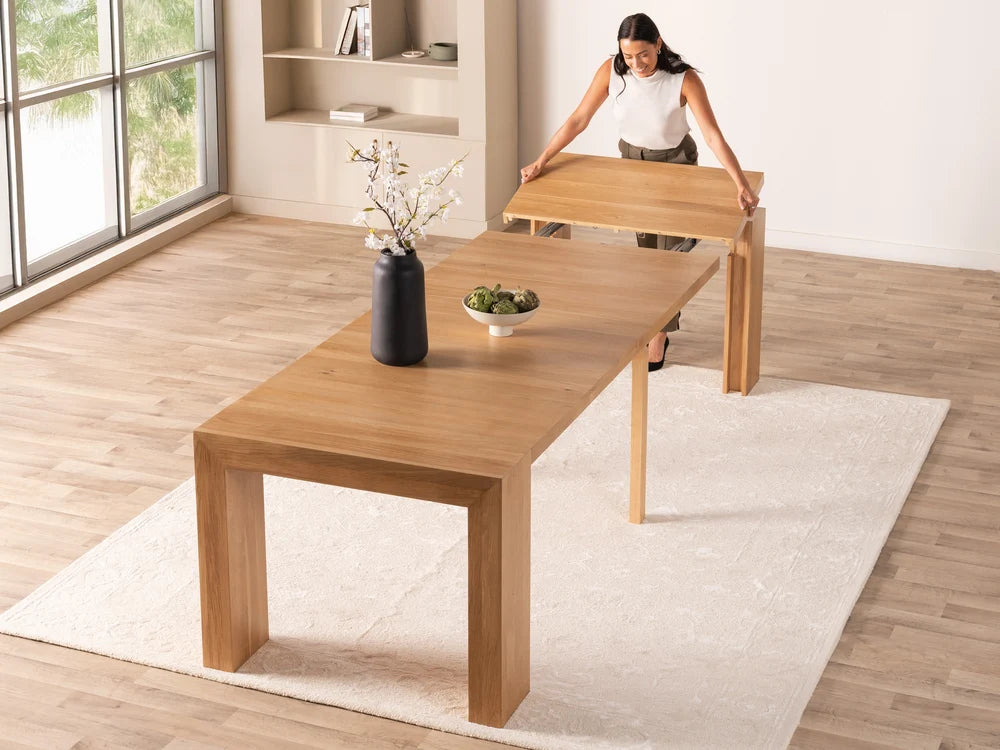 Table à manger extensible - bois massif - Chêne scandinave - Transformer table