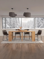 Table à manger extensible Transformer en chêne scandinave – avec 3 rallonge(s), mise en situation, décor des Fêtes – Meubles TOCO
