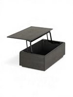 Table basse relevable Transformer en hickory fumé – déployée – Meubles TOCO
