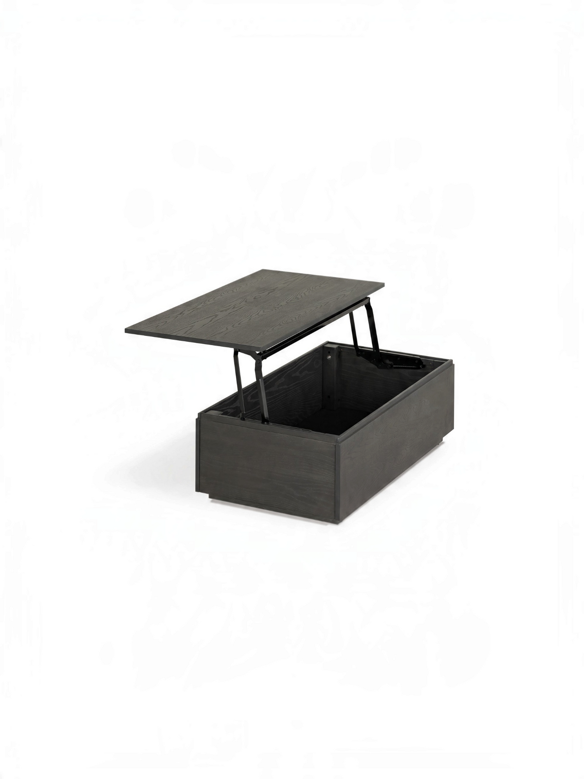 Table basse relevable Transformer en hickory fumé – déployée – Meubles TOCO