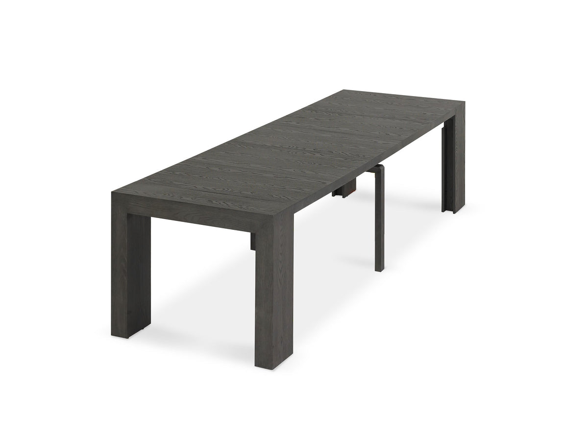 Table à manger extensible Transformer en hickory fumé – déployée – Meubles TOCO
