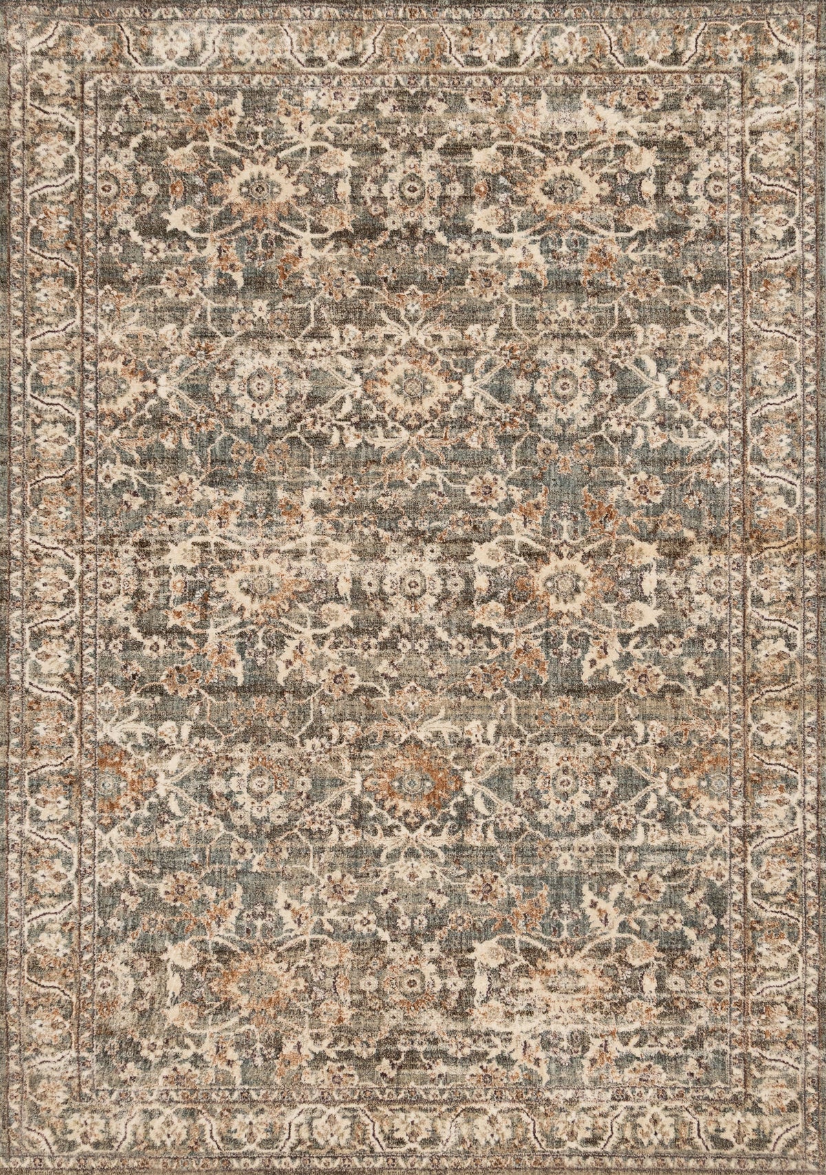 Tapis Chertsey – motif bleu et brun, à bordure (Kalora Zoe L947-7424) – Meubles TOCO