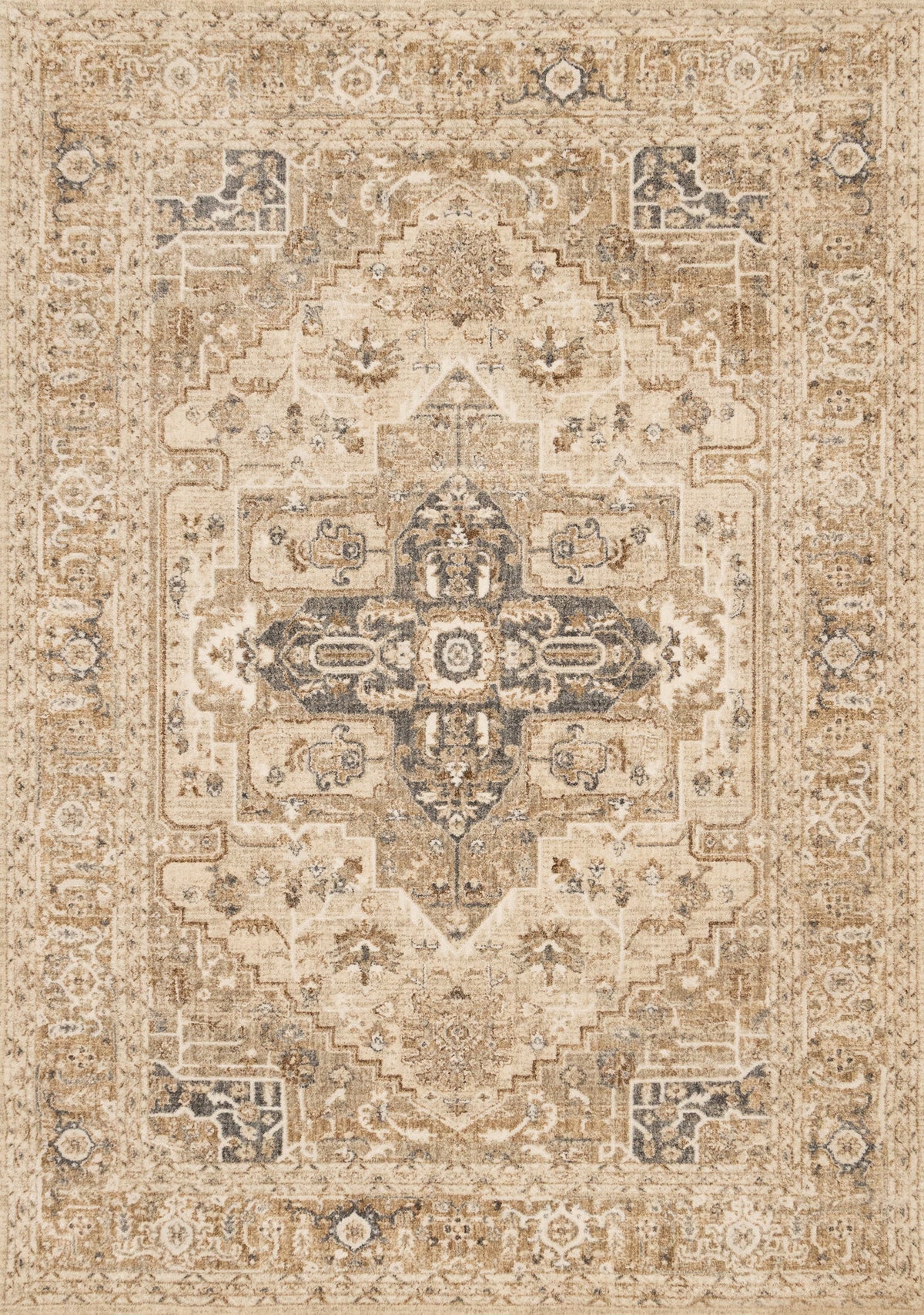 Tapis Chertsey – motif beige et brun, médaillon (Kalora Zoe M188-4757) – Meubles TOCO