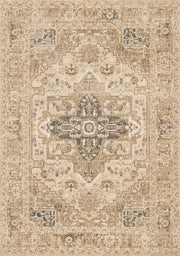 Beige et brun, médaillon / 5'3" x 7'7"