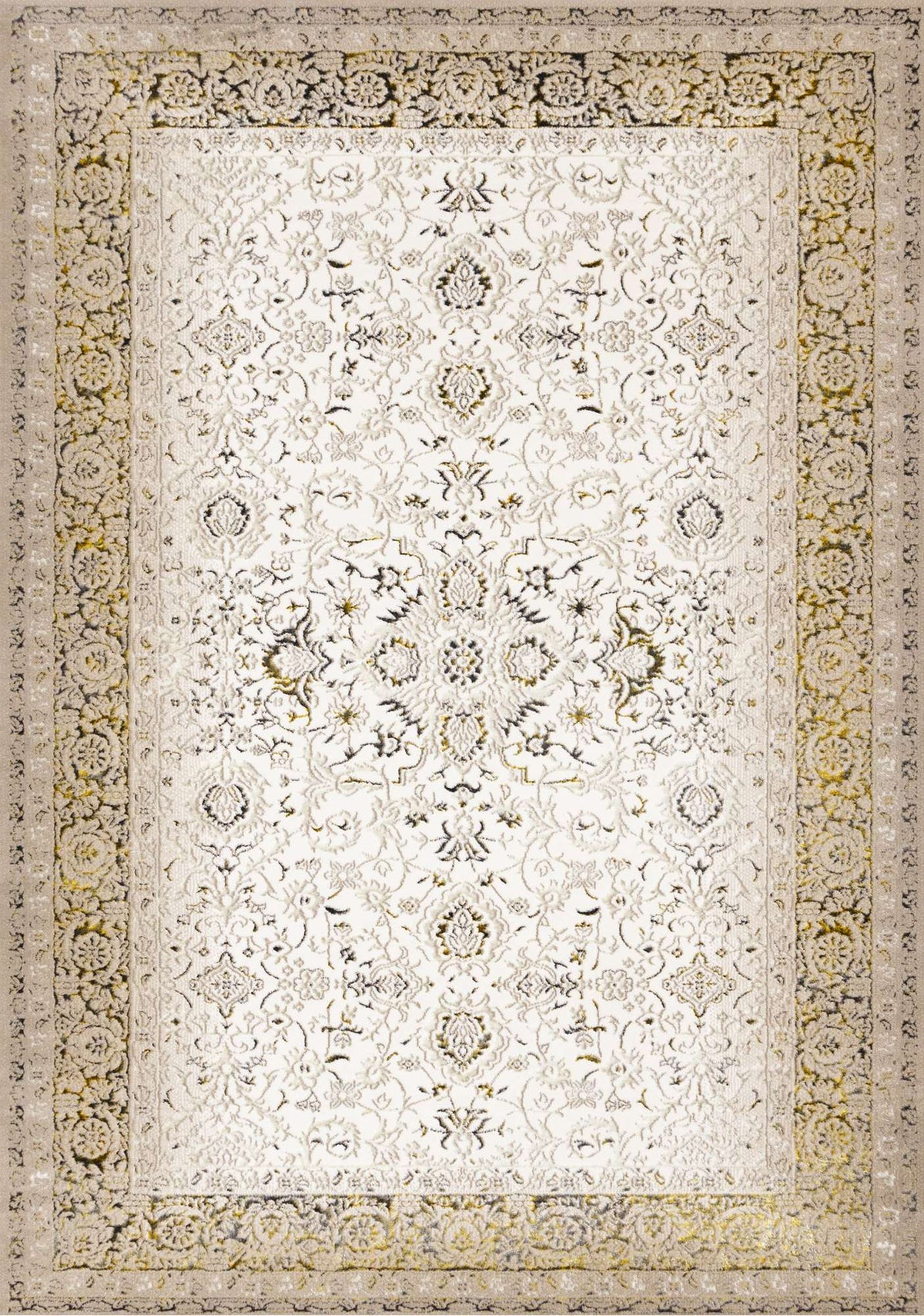 Tapis Matapédia – motif beige et noir, à bordure (Kalora Zola Z226/Z137) – Meubles TOCO