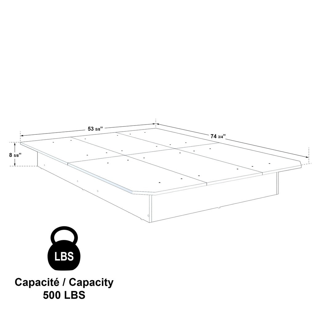 Dimensions de la base de lit plateforme Alto double 8 po